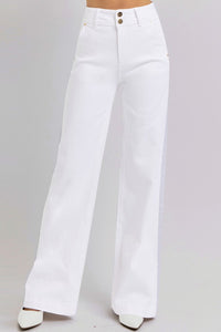 Thumbnail for RISEN Full Size Tummy Control Double Button Wide Leg Jeans