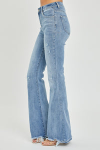 Thumbnail for Risen Full Size High Rise Frayed Hem Flare Jeans