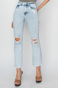 Thumbnail for RISEN High Rise Distressed Ankle Jeans