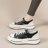 Thumbnail for Tied Round Toe Platform Sneakers