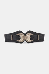 Thumbnail for Shell Double Buckle Elastic Wide Belt