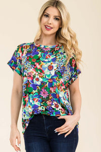 Thumbnail for Celeste Full Size Round Neck Short Sleeve Floral T-Shirt