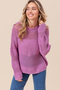 Thumbnail for BiBi Openwork Long Sleeve Knit Top