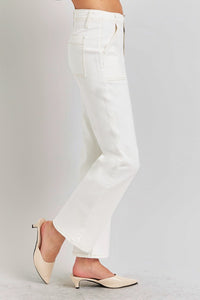 Thumbnail for RISEN High Rise Ankle Flare Jeans with Patch Pockets