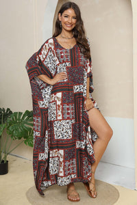 Thumbnail for Printed V-Neck Split Maxi Dress