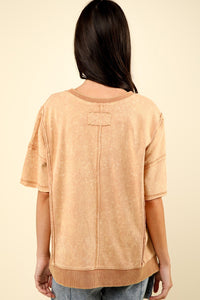 Thumbnail for VERY J Round Neck Exposed Seam Slit T-Shirt