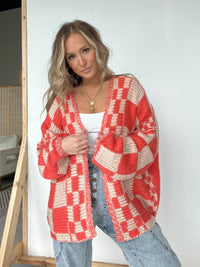 Thumbnail for Plaid Open Front Long Sleeve Cardigan