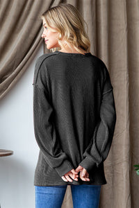 Thumbnail for Heimish Ribbed Exposed Seam Long Sleeve T-Shirt