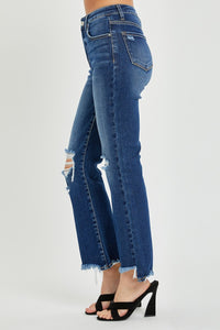 Thumbnail for RISEN High Rise Distressed Crop Flare Jeans