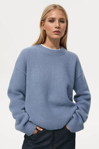 Thumbnail for Basic Bae Round Neck Dropped Shoulder Sweater