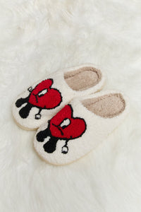 Thumbnail for Melody Love Heart Print Plush Slippers