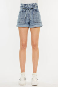 Thumbnail for Kancan Ultra High Rise Paperbag Denim Shorts