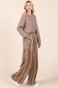 Thumbnail for Mittoshop Striped Satin Elastic Waist Wide Leg Pants