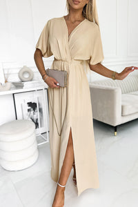 Thumbnail for Surplice Neck Slit Maxi Dress