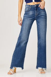 Thumbnail for Risen Full Size High Rise Frayed Hem Wide Leg Jeans