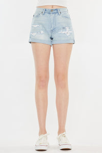 Thumbnail for Kancan High Rise Repaired Mom Denim Shorts