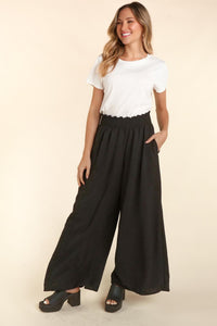 Thumbnail for Haptics Elastic Waist Wide Leg Pants with Pockets