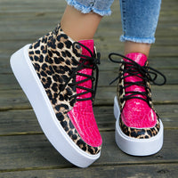 Thumbnail for PU Leather Leopard Platform Sneakers