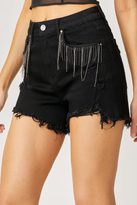 Thumbnail for RISEN Frayed Hem Denim Shorts with Fringe Detail Pockets