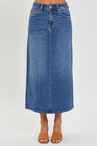 Thumbnail for RISEN High Rise Back Slit Denim Skirt