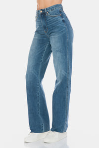 Thumbnail for Judy Blue Full Size Tummy Control Cut Raw Hem Straight Jeans