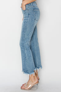 Thumbnail for RISEN Full Size High Rise Frayed Hem Flare Jeans