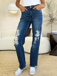 Thumbnail for Judy Blue Full Size Mid Rise Distressed Raw Hem Jeans