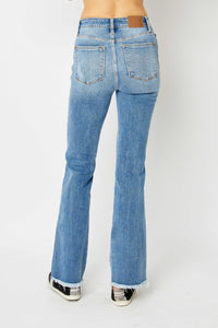 Thumbnail for Judy Blue Full Size Distressed Raw Hem Bootcut Jeans