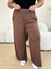 Thumbnail for Double Take Full Size Smocked Wide Waistband Wide Leg Pants