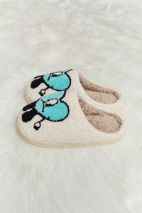 Thumbnail for Melody Love Heart Print Plush Slippers