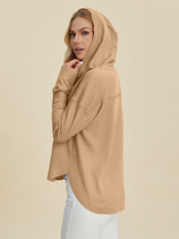 Thumbnail for Double Take Full Size High-Low Dropped Shoulder Long Sleeve Hoodie