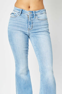 Thumbnail for Judy Blue Full Size Mid Rise Raw Hem Slit Flare Jeans