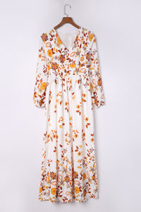 Thumbnail for Floral V-Neck Long Sleeve Maxi Dress