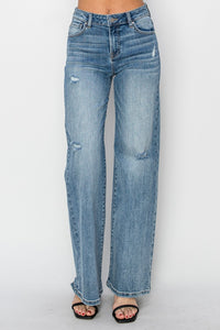 Thumbnail for RISEN Full Size High Waist Distressed Wide Leg Jeans