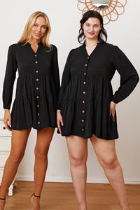 Thumbnail for Ruffled Button Up Long Sleeve Tiered Shirt