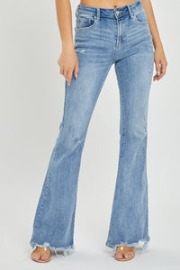 Thumbnail for Risen Full Size High Rise Frayed Hem Flare Jeans