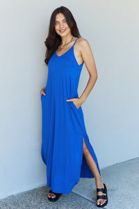 Thumbnail for Ninexis Good Energy Full Size Cami Side Slit Maxi Dress in Royal Blue