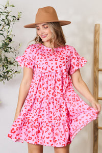 Thumbnail for Double Take Short Flounce Sleeve Tiered Dress