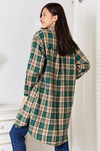 Thumbnail for Mandy Plaid Collared Neck Long Sleeve Shirt