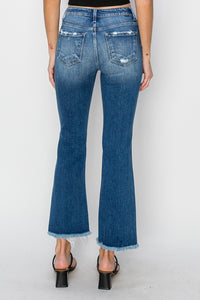 Thumbnail for RISEN Full Size Frayed Step Hem Ankle Straight Jeans