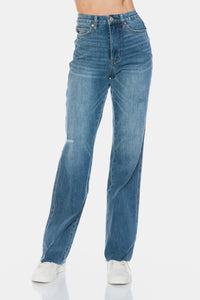 Thumbnail for Judy Blue Full Size Tummy Control Cut Raw Hem Straight Jeans