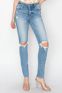 Thumbnail for Risen Full Size High Rise Knee Distressed Skinny Jeans