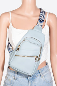 Thumbnail for Fame PU Leather Chevron Strap Crossbody Bag